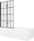 Vann Mexen Vega koos viimistluse ja klaasist seinaga, 180x80 cm + 100 cm (II), White+Black grid hind ja info | Vannid | hansapost.ee