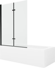 Vann Mexen Vega koos viimistluse ja klaasist seinaga, 180x80 cm + 120 cm (II), White+Black/Transparent hind ja info | Vannid | hansapost.ee