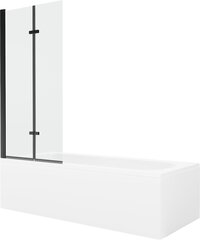 Vann Mexen Vega koos viimistluse ja klaasist seinaga, 180x80 cm + 80 cm (II), White+Black/Transparent price and information | Baths | hansapost.ee