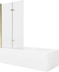 Vann Mexen Vega koos viimistluse ja klaasist seinaga, 180x80 cm + 100 cm (II), White+Gold/Transparent price and information | Baths | hansapost.ee