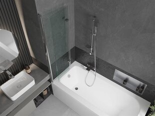 Vann Mexen Vega koos viimistluse ja klaasist seinaga, 180x80 cm + 100 cm (II), White+Chrome/Transparent price and information | Baths | hansapost.ee