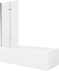 Vann Mexen Vega koos viimistluse ja klaasist seinaga, 180x80 cm + 80 cm (II), White+Chrome/Transparent price and information | Baths | hansapost.ee