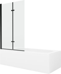 Vann Mexen Vega koos viimistluse ja klaasist seinaga, 170x70 cm + 100 cm (II), White+Black/Transparent price and information | Baths | hansapost.ee