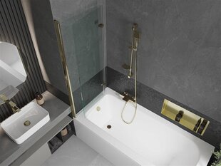 Vann Mexen Vega koos viimistluse ja klaasist seinaga, 170x70 cm + 120 cm (II), White+Gold/Transparent price and information | Baths | hansapost.ee