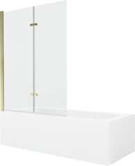 Vann Mexen Vega koos viimistluse ja klaasist seinaga, 170x70 cm + 120 cm (II), White+Gold/Transparent hind ja info | Vannid | hansapost.ee