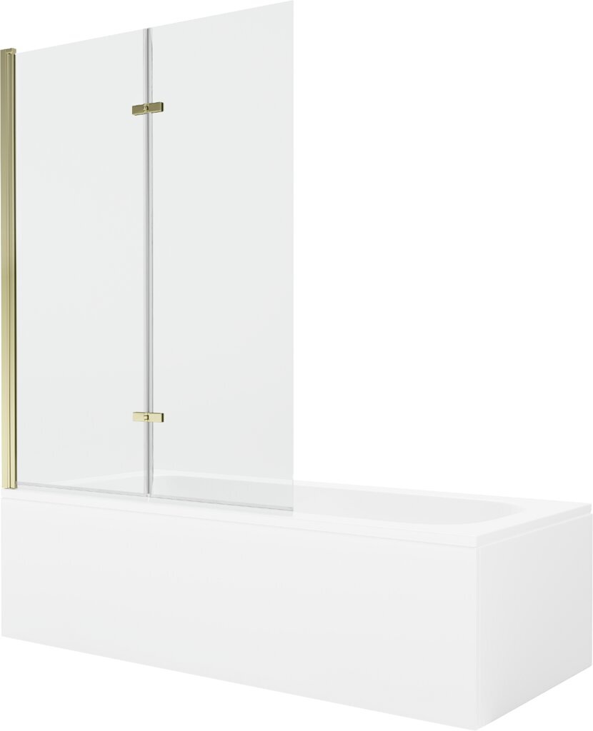 Vann Mexen Vega koos viimistluse ja klaasist seinaga, 160x70 cm + 120 cm (II), White+Gold/Transparent hind ja info | Vannid | hansapost.ee