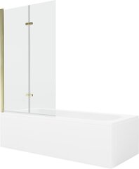 Vann Mexen Vega koos viimistluse ja klaasist seinaga, 160x70 cm + 100 cm (II), White+Gold/Transparent price and information | Vannid | hansapost.ee