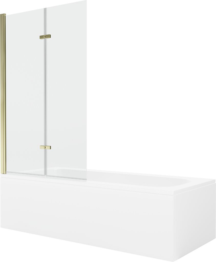 Vann Mexen Vega koos viimistluse ja klaasist seinaga, 160x70 cm + 100 cm (II), White+Gold/Transparent hind ja info | Vannid | hansapost.ee