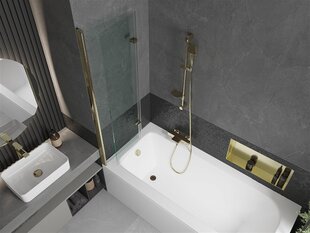 Vann Mexen Vega koos viimistluse ja klaasist seinaga, 160x70 cm + 100 cm (II), White+Gold/Transparent price and information | Baths | hansapost.ee