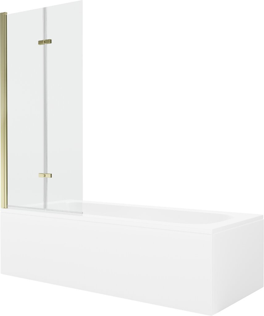 Vann Mexen Vega koos viimistluse ja klaasist seinaga, 150x70 cm + 80 cm (II), White+Gold/Transparent hind ja info | Vannid | hansapost.ee