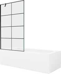 Vann Mexen Vega koos viimistluse ja klaasist seinaga, 180x80 cm + 100 cm, White+Black grid price and information | Baths | hansapost.ee