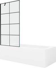 Vann Mexen Vega koos viimistluse ja klaasist seinaga, 180x80 cm + 90 cm, White+Black grid hind ja info | Vannid | hansapost.ee