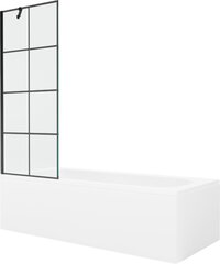 Vann Mexen Vega koos viimistluse ja klaasist seinaga, 180x80 cm + 70 cm, White+Black grid hind ja info | Vannid | hansapost.ee