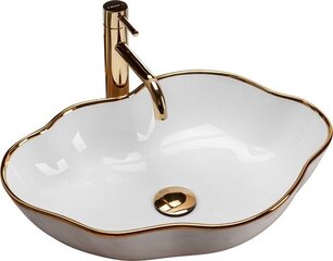 Valamu Rea Pearl, White/Gold Edge price and information | Bathroom sinks, washbasins | hansapost.ee