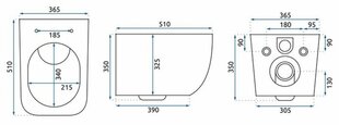 Seinapealne wc-pott Rea Martin Slim Rimless Duroplast hind ja info | WС-potid | hansapost.ee