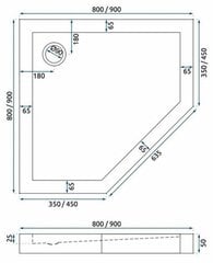 Душевой поддон Rea Diamond с сифоном, 80х80 см, White цена и информация | Стойки для душа | hansapost.ee