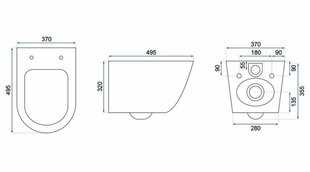 Подвесной унитаз Rea Carlo Mini Rimless Flat, Black Mat цена и информация | Унитазы | hansapost.ee