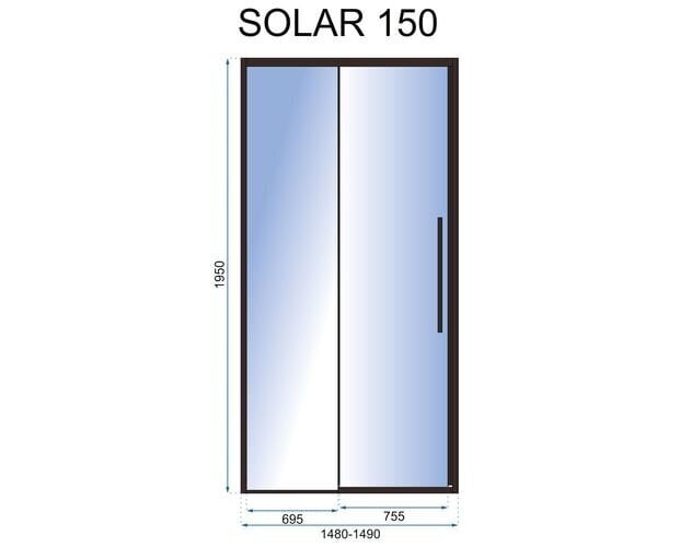 Dušiuks Rea Solar, Black mat, 150 cm hind ja info | Dušiseinad ja dušiuksed | hansapost.ee