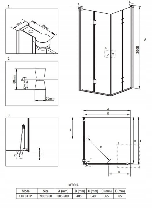 Kahekordsete ustega ruudukujuline dušikabiin 90x90x200cm hind ja info | Dušikabiinid | hansapost.ee