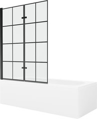 Vann Mexen Vega koos viimistluse ja klaasist seinaga, 150x70 cm + 120 cm (II), White+Black grid hind ja info | Vannid | hansapost.ee