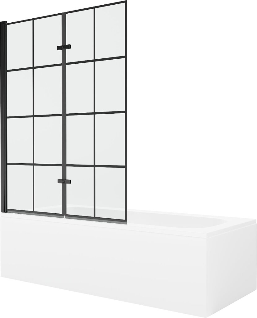 Vann Mexen Vega koos viimistluse ja klaasist seinaga, 150x70 cm + 120 cm (II), White+Black grid цена и информация | Vannid | hansapost.ee