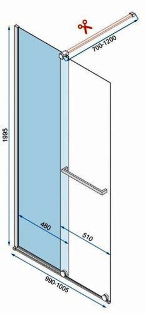 Lükatav dušisein Rea Cortis, 100 cm hind ja info | Dušiseinad ja dušiuksed | hansapost.ee