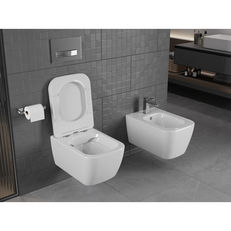 Mexen Stella Rimless WC, aeglaselt sulguva õhukese istmega, Duroplast, valge - 30680900 цена и информация | WС-potid | hansapost.ee