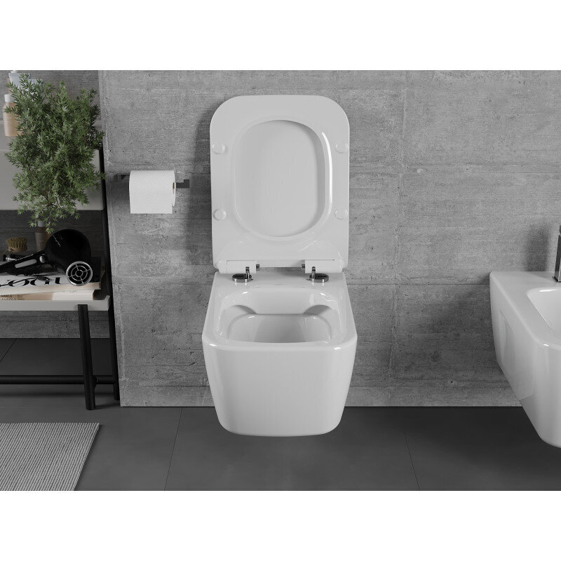 Mexen Margo Rimless WC, aeglaselt sulguva kaanega, õhukese istmega, Duroplast, valge - 30420800 hind ja info | WС-potid | hansapost.ee