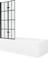 Vann Mexen Vega viimistluse ja klaasseinaga, 170x70 cm + 80 cm (II), White+Black grid hind ja info | Vannid | hansapost.ee