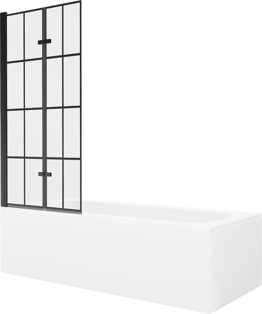 Vann Mexen Vega viimistluse ja klaasseinaga, 170x70 cm + 80 cm (II), White+Black grid цена и информация | Vannid | hansapost.ee