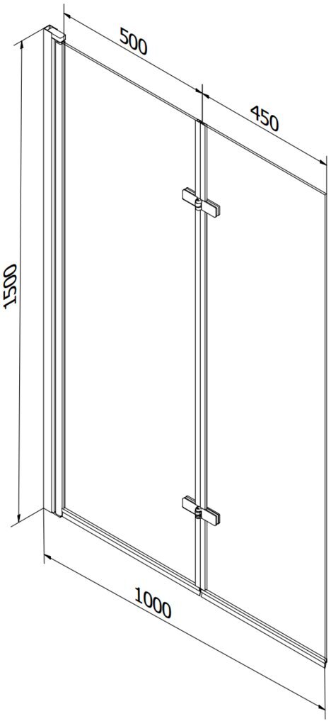 Vann Mexen Vega viimistluse ja klaasseinaga, 170x70 cm + 100 cm (II), White+Black frame hind ja info | Vannid | hansapost.ee