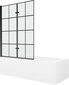 Vann Mexen Vega viimistluse ja klaasseinaga, 160x70 cm + 120 cm (II), White+Black grid hind ja info | Vannid | hansapost.ee