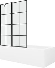 Vann Mexen Vega koos viimistluse ja klaasist seinaga, 170x70 cm + 120 cm, White+Black grid hind ja info | Vannid | hansapost.ee