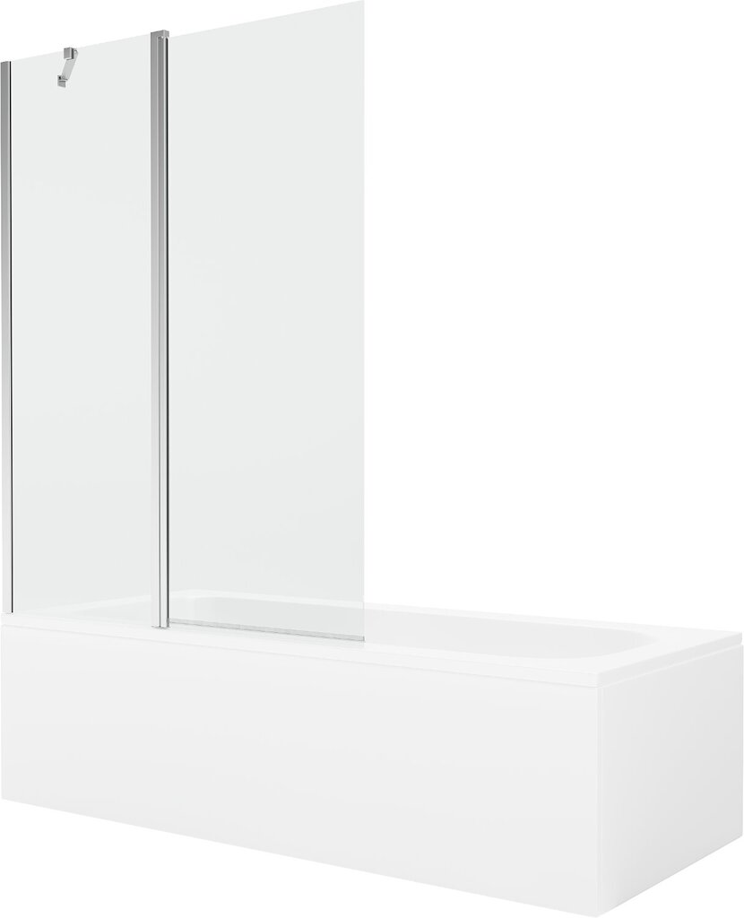 Vann Mexen Vega koos viimistluse ja klaasist seinaga, 170x70 cm + 120 cm, White+Chrome/Transparent hind ja info | Vannid | hansapost.ee