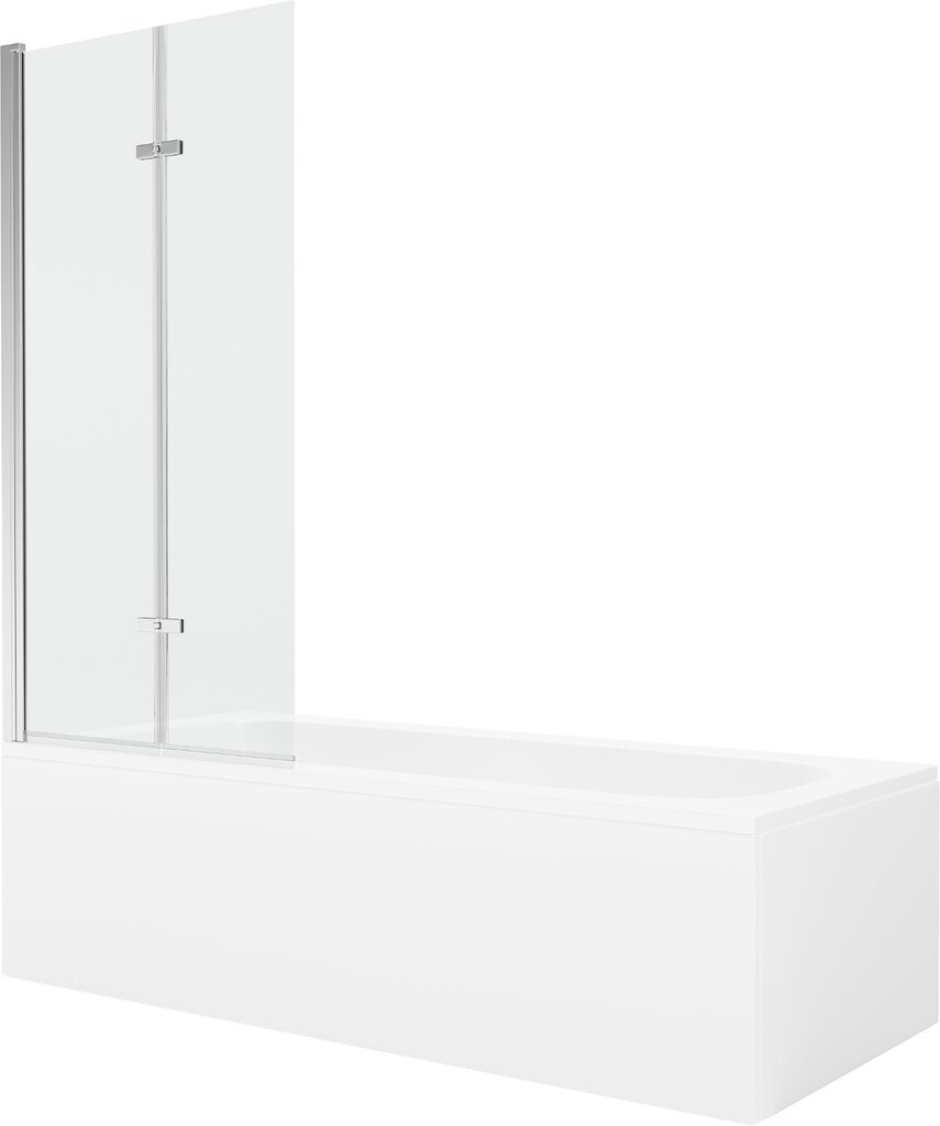 Vann Mexen Vega koos viimistluse ja klaasist seinaga, 170x70 cm + 80 cm (II), White+Chrome/Transparent цена и информация | Vannid | hansapost.ee