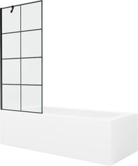 Vann Mexen Vega koos viimistluse ja klaasist seinaga, 180x80 cm + 80 cm, White+Black grid hind ja info | Vannid | hansapost.ee