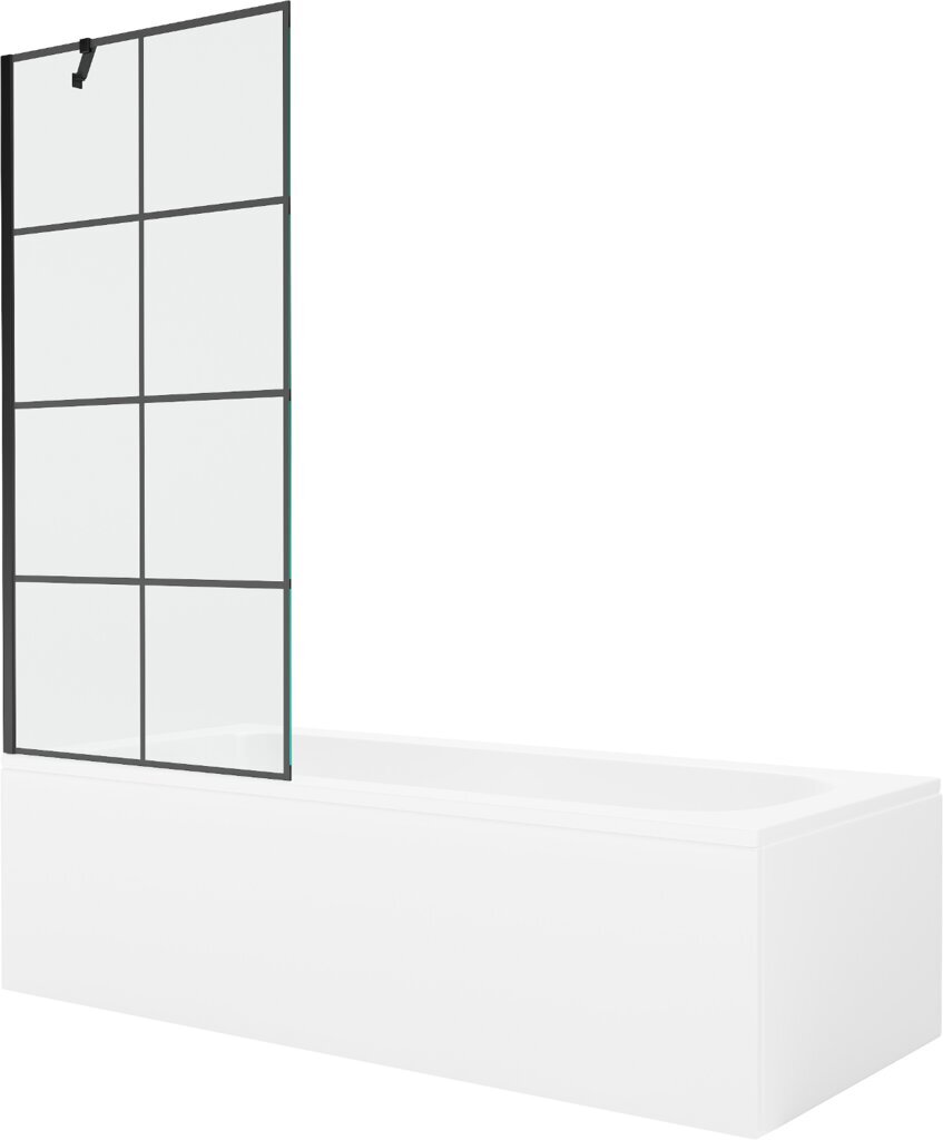 Vann Mexen Vega koos viimistluse ja klaasist seinaga, 180x80 cm + 80 cm, White+Black grid цена и информация | Vannid | hansapost.ee