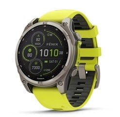 Garmin fēnix® 8 – 47mm Solar Sapphire titanium with an amp yellow/graphite silicone band hind ja info | Nutikellad, laste nutikellad | hansapost.ee