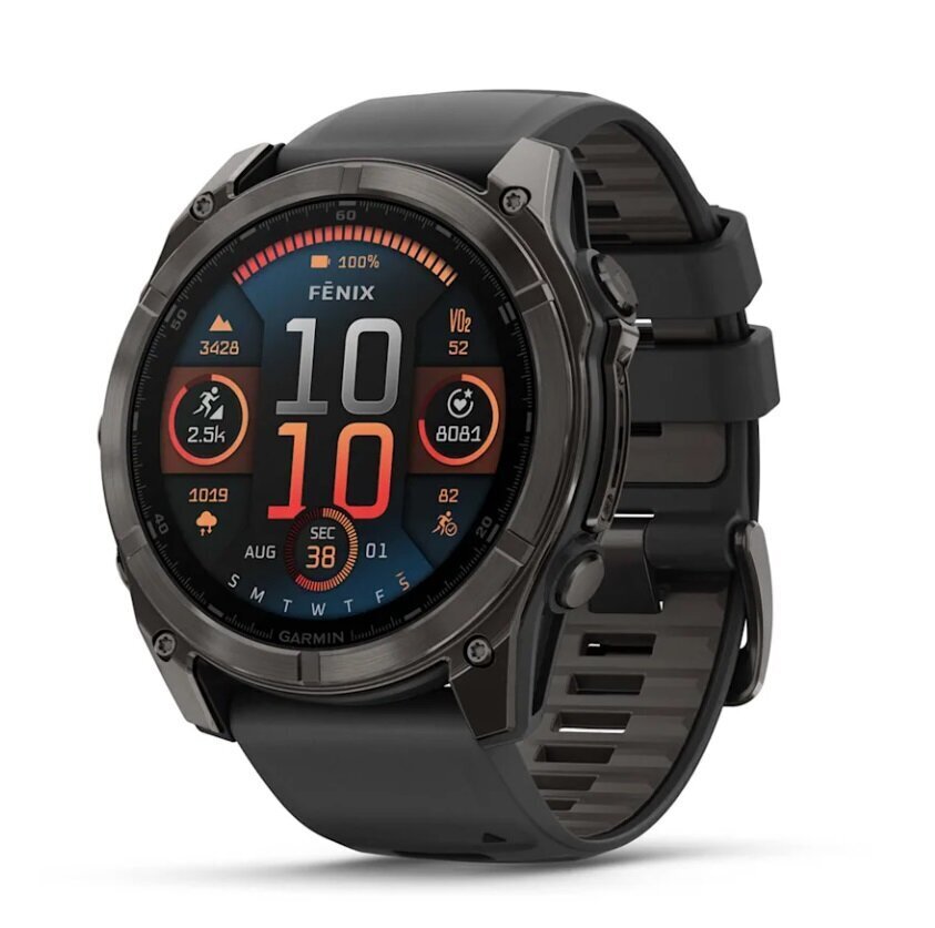 Garmin fēnix® 8 – 51mm AMOLED Sapphire Carbon grey DLC with Black/pebble grey silicone band цена и информация | Nutikellad, laste nutikellad | hansapost.ee