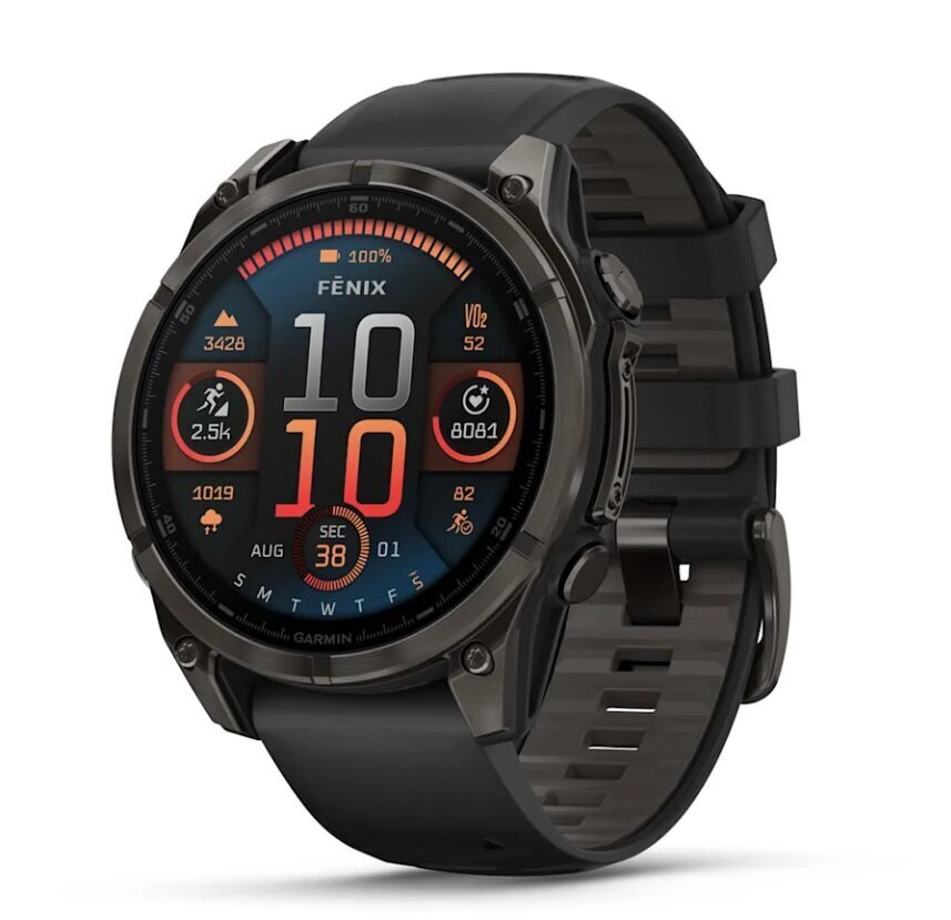 Garmin fēnix® 8 – 47mm AMOLED Sapphire Carbon grey DLC titanium with Black/pebble grey silicone band цена и информация | Nutikellad, laste nutikellad | hansapost.ee