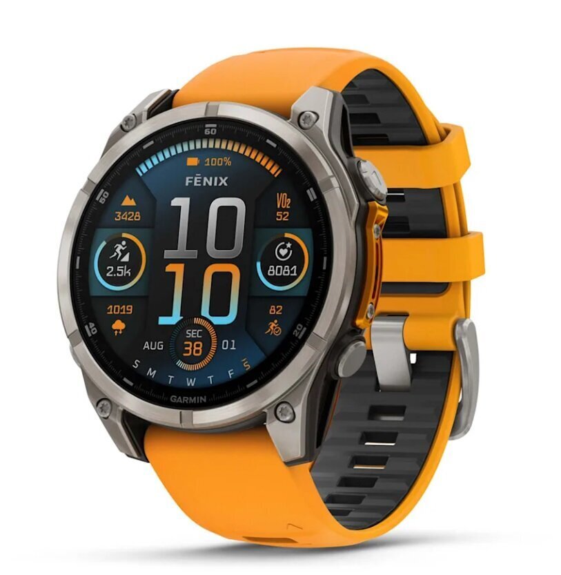 Garmin fēnix® 8 – 47mm AMOLED Sapphire Titanium with Spark orange/graphite silicone band цена и информация | Nutikellad, laste nutikellad | hansapost.ee