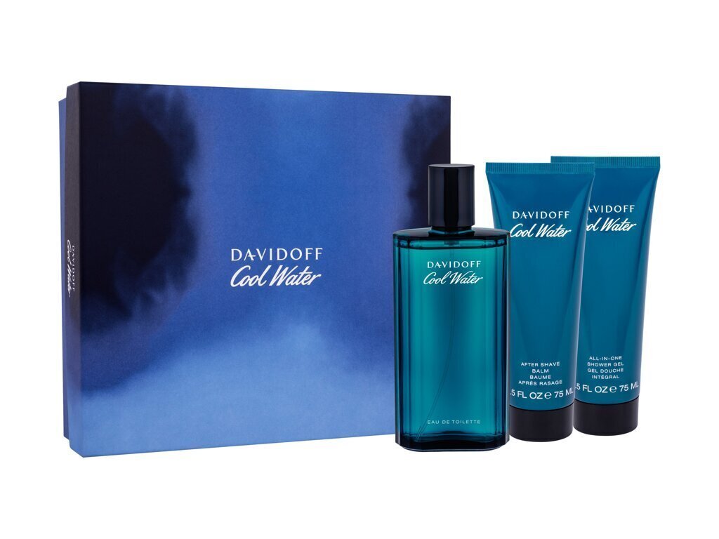 Komplekt Davidoff Cool Water EDT meestele: Tualettvesi 125 ml + dušigeel 75 ml + habemeajamisjärgne palsam 75 ml hind ja info | Parfüümid meestele | hansapost.ee