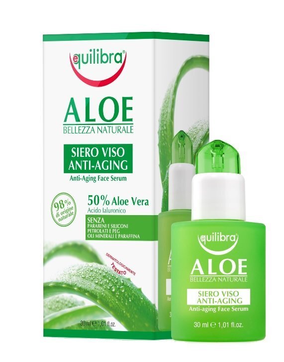 Vananemisvastane näoseerum koos aloe vera ja hüaluroonhappega Equilibra Aloe Bellezza Naturale 30 ml цена и информация | Näoõlid, ampullid ja seerumid | hansapost.ee