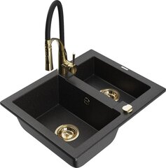 Graniidist köögivalamu Mexen Carlos segisti ja sifooniga, Metallic black/Silver/Black/Gold цена и информация | Раковины на кухню | hansapost.ee