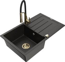 Graniidist köögivalamu Mexen Bruno segisti ja sifooniga, Metallic black/gold/black/gold цена и информация | Раковины на кухню | hansapost.ee