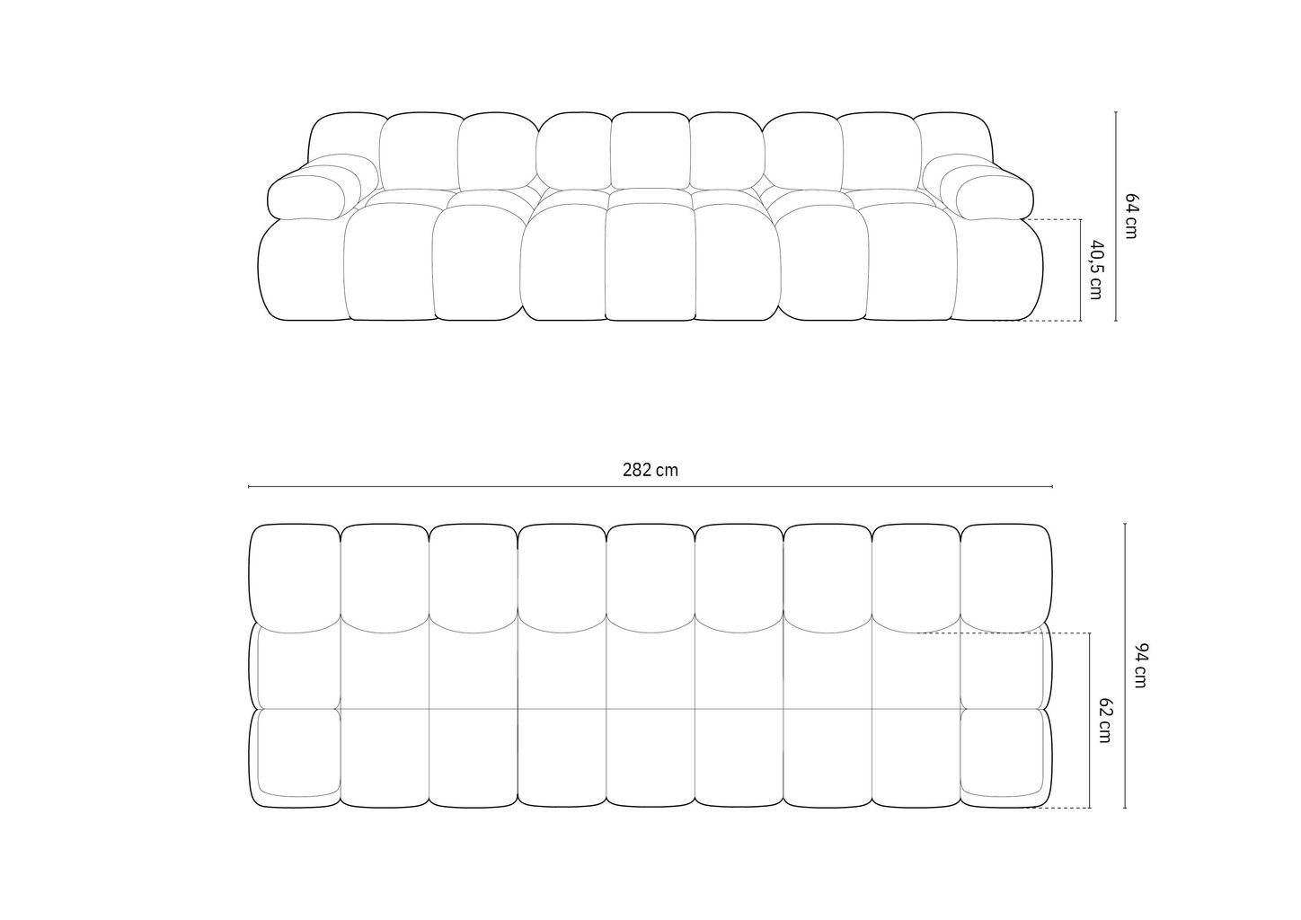 Modulaarne diivan Micadoni Bellis, 282x94x64 cm, valge цена и информация | Diivanvoodid ja diivanid | hansapost.ee