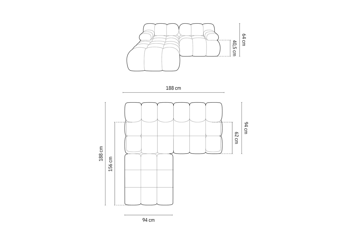 Modulaarne diivan Micadoni Bellis, 188x188x64 cm, hall hind ja info | Diivanvoodid ja diivanid | hansapost.ee