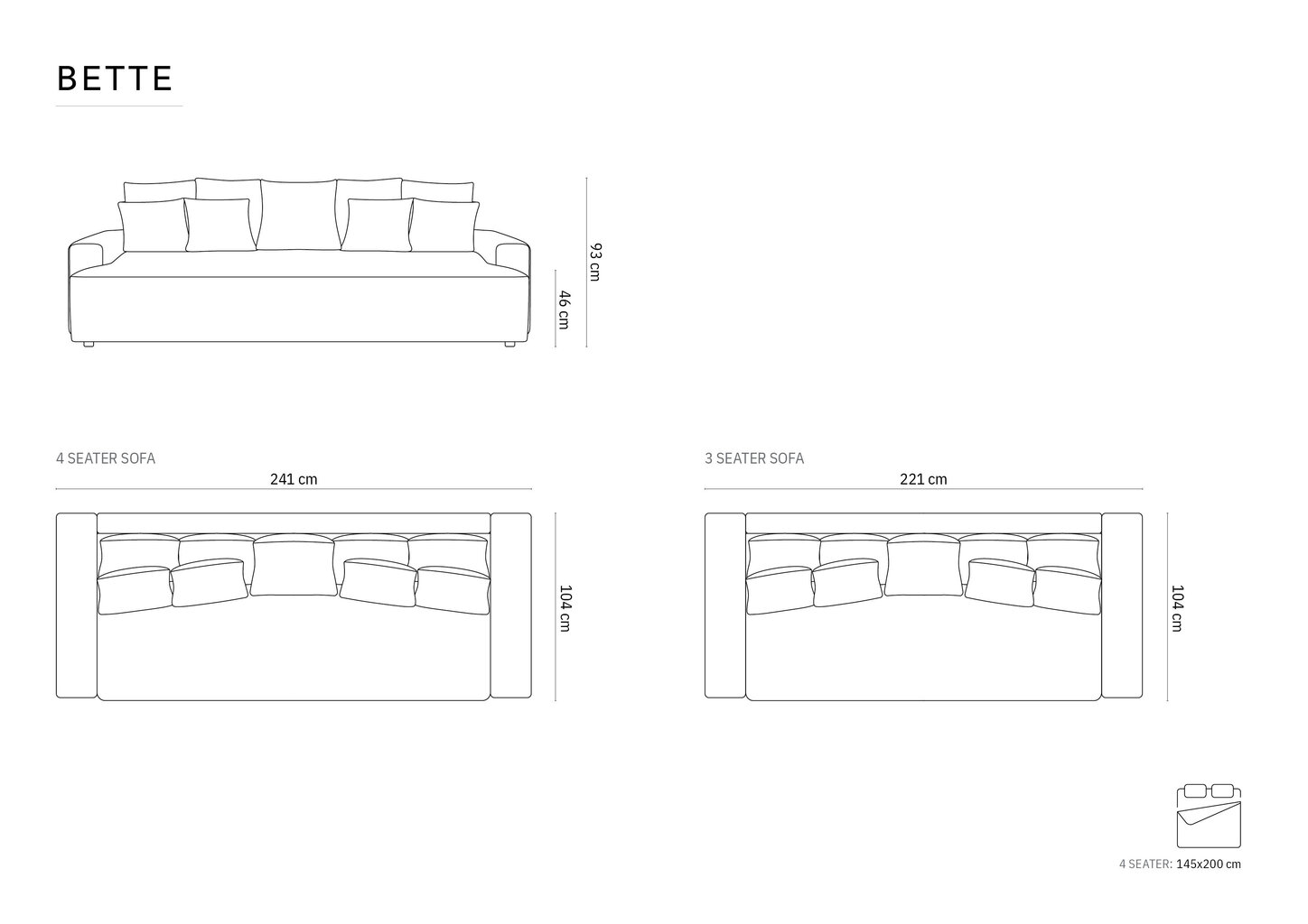 Diivan Micadoni Bette, 221x104x93 cm, sinine hind ja info | Diivanvoodid ja diivanid | hansapost.ee