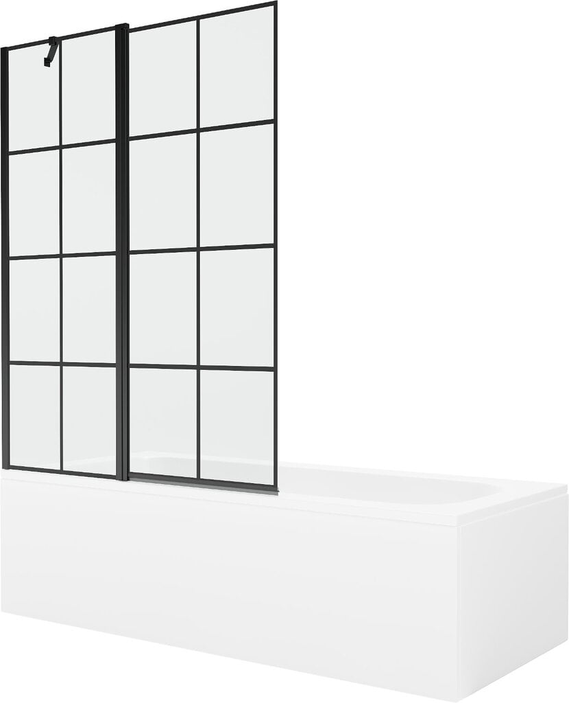 Vann Mexen Vega viimistluse ja klaasseinaga, 160x70 cm + 100 cm, White+Black grid hind ja info | Vannid | hansapost.ee