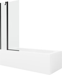 Vann Mexen Vega viimistluse ja klaasseinaga, 150x70 cm + 80 cm, White+Black/Transparent hind ja info | Vannid | hansapost.ee